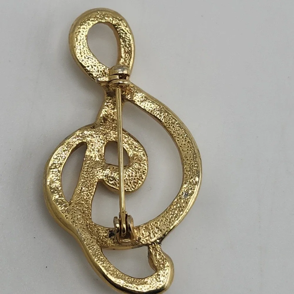 Vintage Treble Clef Music Note‎ Brooch Pin Gold Tone Music Jewelry Brooch